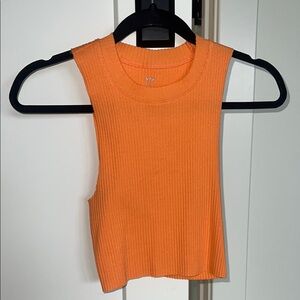 Orange Sleeveless Ribbed Top